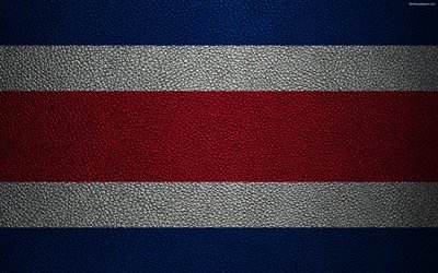 Flag of Costa Rica, 4k, leather texture, North America, Costa Rican flag, flags of the world, Costa Rica