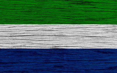 La bandiera della Sierra Leone, 4k, Africa, wooden texture, national simbolo, Sierra Leone, flag, tipo