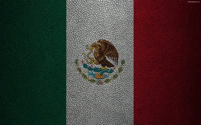 Flag of Mexico, 4k, leather texture, North America, Mexican flag, flags of the world, Mexico