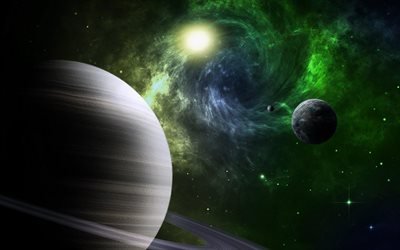 saturn, earth, planets, galaxy, nebula, sci-fi, universe
