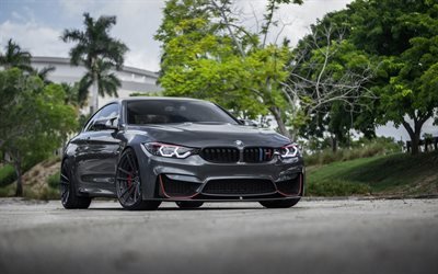 BMW M4, tuning, F83, 2018 autoja, superautot, harmaa M4, BMW