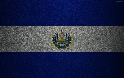 Flag of El Salvador, 4k, leather texture, North America, Salvadoran flag, flags of the world, El Salvador