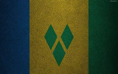 Flag of Saint Vincent and the Grenadines, 4k, leather texture, North America, world flags, Saint Vincent and the Grenadines