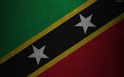 Flag of Saint  Kitts and Nevis, 4k, leather texture, North America, world flags, Saint Kitts and Nevis