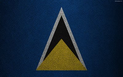 Flag of Saint Lucia, 4k, leather texture, North America, St Lucia flag, flags of the world, Saint Lucia