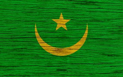 Flag of Mauritania, 4k, Africa, wooden texture, Moorish flag, national symbols, Mauritania flag, art, Mauritania