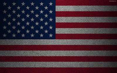 Flag of USA, 4K, leather texture, North America, American Flag, world flags, United States of America, USA