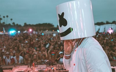 DJ Marshmello, 4k, stage, concert, DJ, superstars, Marshmello