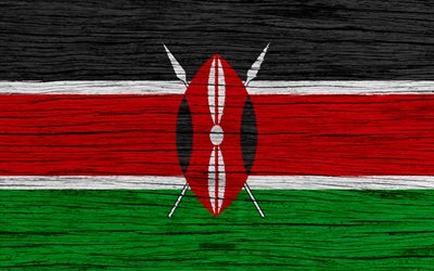 Flag of Kenya, 4k, Africa, wooden texture, Kenyan flag, national symbols, Kenya flag, art, Kenya