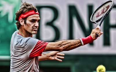 4k, Roger Federer, close-up, la suisse, les joueurs de tennis, ATP, de la correspondance, de l&#39;athl&#232;te, Federer, tennis, HDR