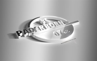 SC Paderborn 07, 3D steel logo, German football club, 3D emblem, Paderborn, Germany, metal emblem, Bundesliga 2, football, creative 3d art
