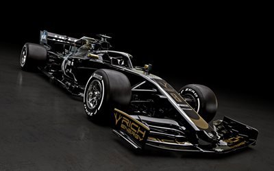 2019, Haas VF-19, vue de face, voiture de course F1 2019, l&#39;a&#233;rodynamique, la Formule 1, VF-19, Haas F1 Team