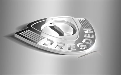 SG Dynamo Dresden, 3D-st&#229;l logotyp, Tysk fotboll club, 3D-emblem, Dresden, Tyskland, metall emblem, Bundesliga 2, fotboll, kreativa 3d-konst