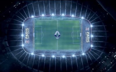 Download wallpapers Parc des Princes, night, PSG stadium, aerial view