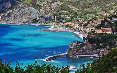 Monterosso al Mare, kasaba, Cinque Terre, La Spezia, Monterosso, Liguria, Akdeniz, İtalya, deniz, sahil