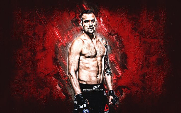 ジェームズ-Krause, アメリカの戦闘機, UFC, MMA, 格闘大会, 肖像, 赤石の背景