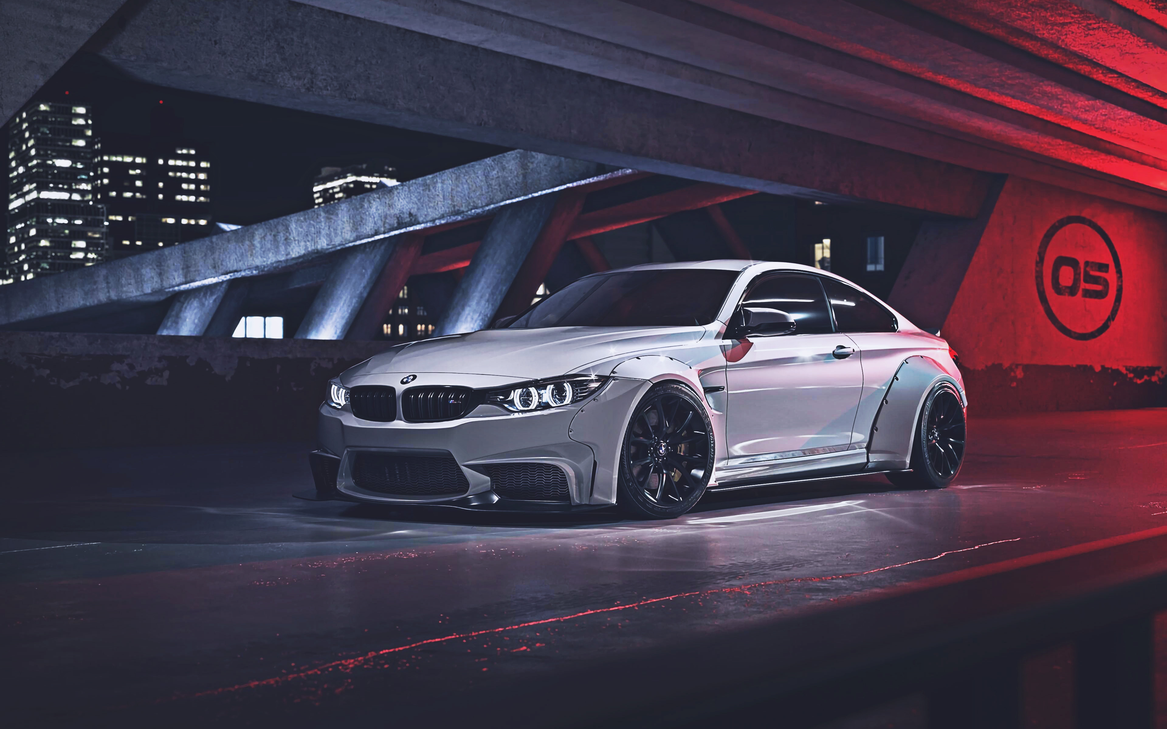 Download wallpapers 4k, BMW M4, low rider, tuning, F82, 2019 cars