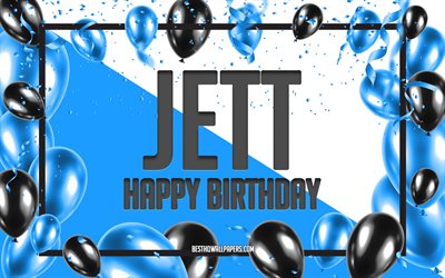 Happy Birthday Jett, Birthday Balloons Background, Jett, wallpapers with names, Jett Happy Birthday, Blue Balloons Birthday Background, greeting card, Jett Birthday