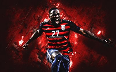 Jozy Altidore, United States national soccer team, American soccer player, Toronto FC, USA, red stone background