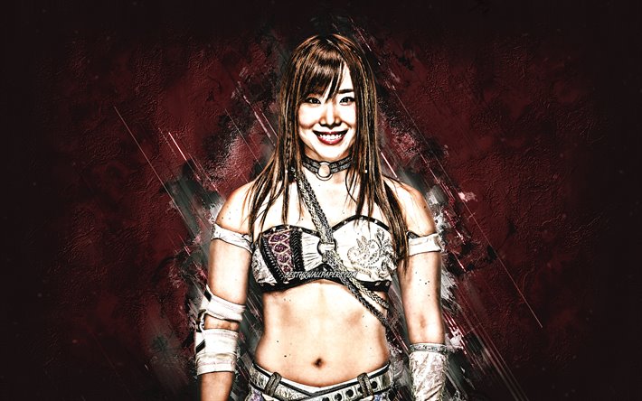 Kairi Hojo, il Giapponese lottatore WWE, la chiglia Keira Kairi Hojo, borgogna pietra, sfondo, stati UNITI