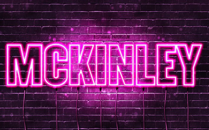 Mckinley, 4k, wallpapers with names, female names, Mckinley name, purple neon lights, horizontal text, picture with Mckinley name