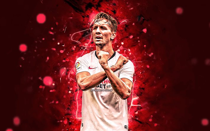 Luuk de Jong, 2020, Sevilla FC, Holl&#228;ndska fotbollsspelare, Ligan, neon lights, fotboll, LaLiga, Luuk de Jong Sevilla
