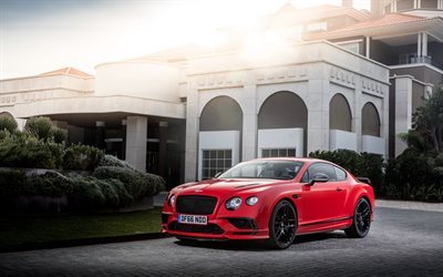 Bentley Continental, Supersports, 2017, Red Continental, black wheels, tuning Bentley, coupe