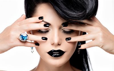 sch&#246;ne m&#228;dchen, model, br&#252;nette, make-up f&#252;r br&#252;nette, schwarz, make-up, schwarzen lippenstift