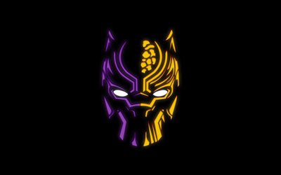 Black Panther, 4k, 2018, art, new logo, new movies, emblem, mask