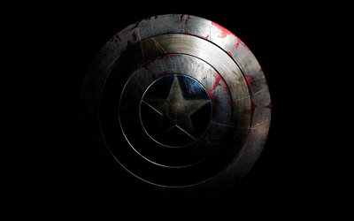 Captain America, 4k, logotyp, sk&#246;ld, superhj&#228;ltar, Marvel Comics