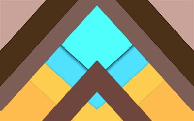 material design, brown blue yellow abstraction, geometric background, shapes, lines