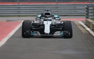Mercedes AMG F1 W09 EQ Power, 4k, raceway, HALO, Formula 1, F1, Formula Uno, nuovo W09, F1 2018