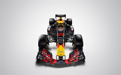 Aston Martin Red Bull Racing, 4k, 2018 cars, F1, Formula 1, HALO, Formula One, Red Bull Racing RB14