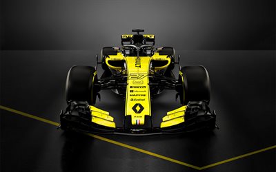F1 Renault 18, 4k, 2018 arabalar, F1, Formula 1, HALO, Formula RS, Renault