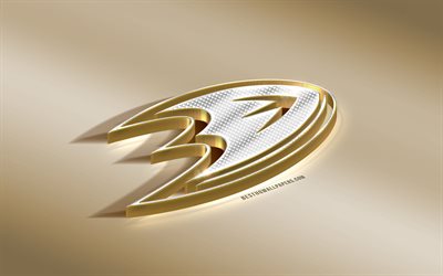 Anaheim Ducks, American Hockey Club, NHL, Golden Silver logo, Anaheim, California, USA, National Hockey League, 3d golden emblem, creative 3d art, hockey