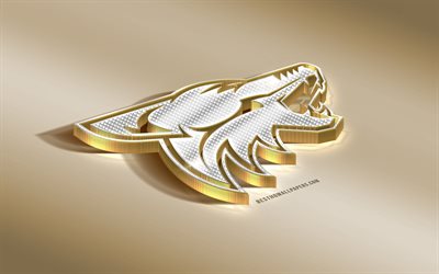 arizona coyotes, american hockey club, nhl, golden, silber-logo, glendale, arizona, usa, national hockey league, 3d golden emblem, kreative 3d-kunst, hockey