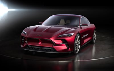 A Italdesign DaVinci Conceito, 2019, vista frontal, vermelho supercarro, carro conceito, A Italdesign