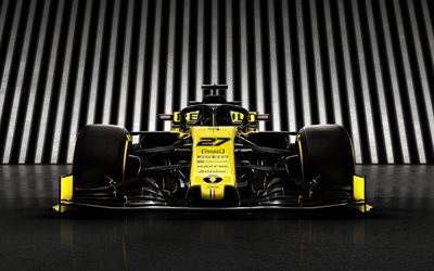 Renault RS19, 2019, Formula 1 car, F1, front view, new racing car, Formula 1, Renault F1 Team, Nico Hulkenberg