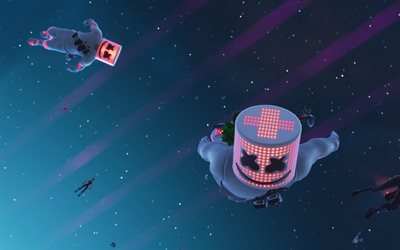 Marshmello, space, Fortnite Battle Royale, 2019 games, artwork, Fortnite, Marshmello Fortnite