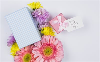 Happy Mothers Day, spring flowers, gifts, postcard, spring, congratulation