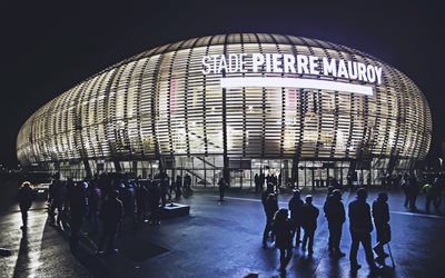Stade Pierre Mauroy, 4k, night, Lille stadium, fans, soccer, Lille Arena, France, Villeneuve-dAscq, football stadium, french stadiums, Lille OSC