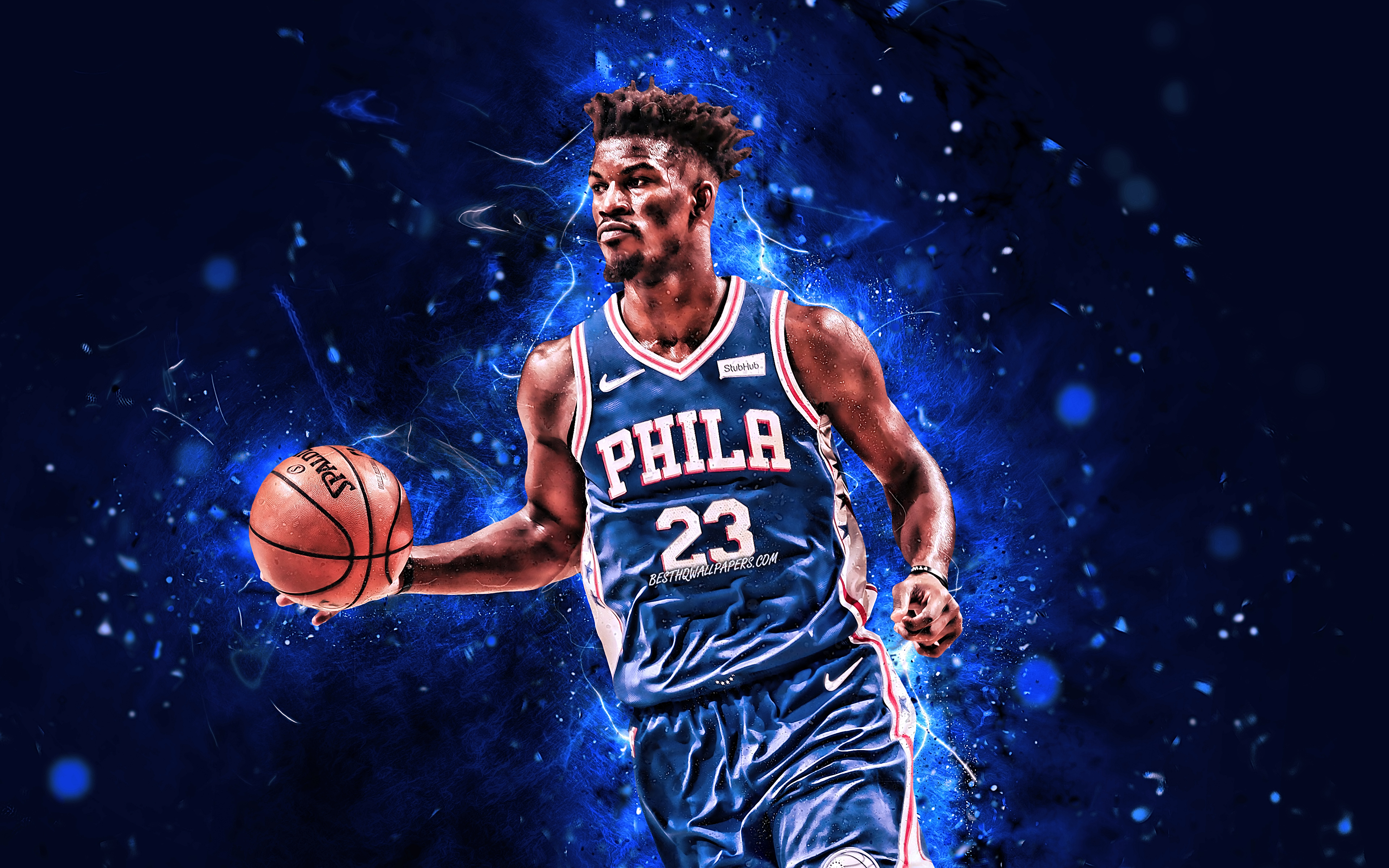 Download wallpapers Jimmy Butler, 4k, NBA, Philadelphia 76ers, basketball  stars, blue uniform, Jimmy Butler III, neon lights, basketball, creative, Jimmy  Butler 76ers for desktop with resolution 3840x2400. High Quality HD  pictures wallpapers