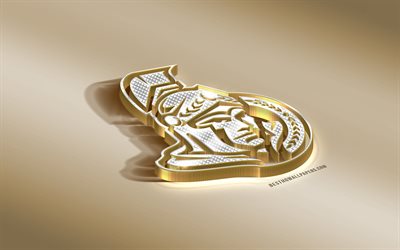 Ottawa Senat&#246;rler, Kanadalı Hokey Kul&#252;b&#252;, NHL, Altın G&#252;m&#252;ş logo, Ottawa, Kanada, ABD, Ulusal Hokey Ligi, 3d altın amblemi, yaratıcı 3d sanat, hokey