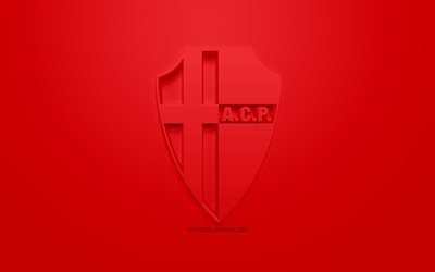 Padova Calcio, creativo logo en 3D, fondo rojo, emblema 3d, italiano, club de f&#250;tbol de la Serie B, Padova, Italia, 3d, arte, f&#250;tbol, elegante logo en 3d