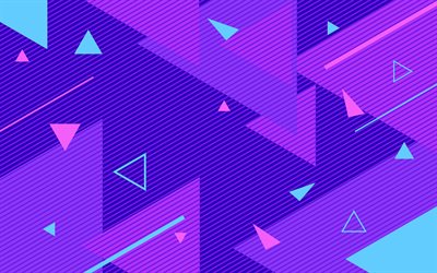 4k, material design, violet background, geometric shapes, lines, triangles, lollipop, geometry, creative, abstract art