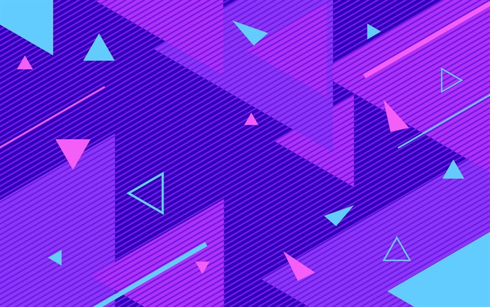 4k, material design, violet background, geometric shapes, lines, triangles, lollipop, geometry, creative, abstract art