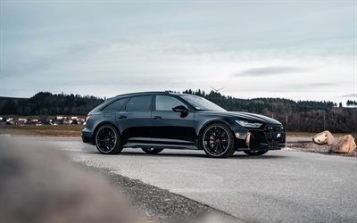 2020, Audi RS6 Avant, ABT, front view, exterior, new black RS6, tuning RS6, German cars, Audi
