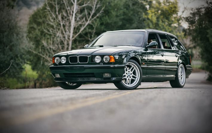 BMW M5 Touring, 83, 4k, E34, 1995 arabaları, Alman arabaları, yol, 1995 BMW M5 Touring, BMW