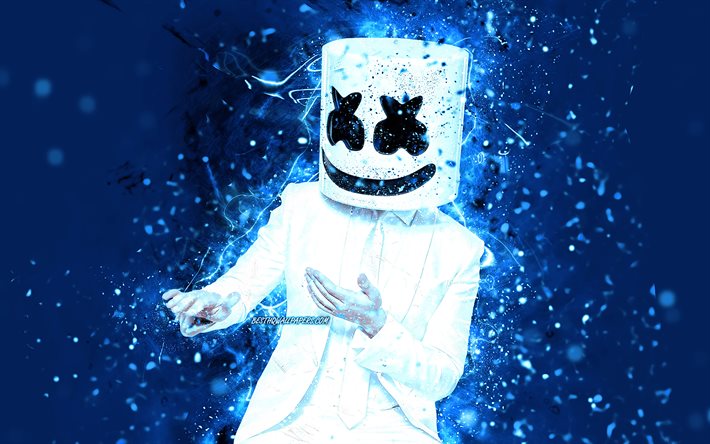 ダウンロード画像 4k Marshmello 踊り 青色のネオン Superstars クリストファー Comstock アメリカのdj 音楽星 創造 Dj Marshmello Dj フリー のピクチャを無料デスクトップの壁紙