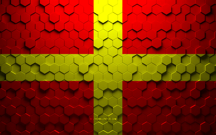 Flag of Messina, honeycomb art, Messina hexagons flag, Messina 3d hexagons art, Messina flag